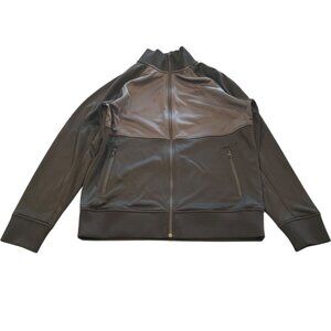 The North Face Men's Sz L Zip Front Jacket Black Gray Colorblock Fleece Lined